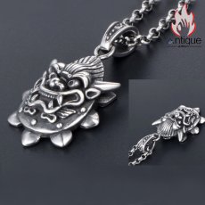 画像4: Antique Jewelry 男性用韓国風チタン鋼ネックレス、十二支の中の「龍」をモチーフとしたレトロなペンダントが付いたアクセサリー (4)