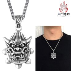 画像8: Antique Jewelry 男性用韓国風チタン鋼ネックレス、十二支の中の「龍」をモチーフとしたレトロなペンダントが付いたアクセサリー (8)