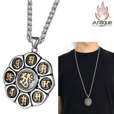 画像6: Antique Jewelry 男性用のレトロな六字真言転運ネックレス、円盤型ペンダントで個性的なアクセサリー (6)