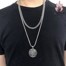 画像9: Antique Jewelry 男性用のレトロな六字真言転運ネックレス、円盤型ペンダントで個性的なアクセサリー (9)