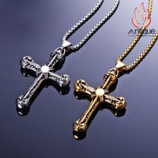 画像5: Antique Jewelry 男性用チタン鋼十字ネックレス、レトロで個性的なアクセサリー、プレゼントにも最適 (5)