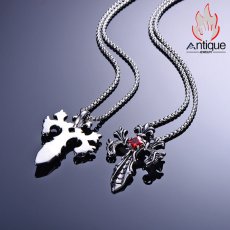 画像5: Antique Jewelry 男性用レトロな十字ネックレス、クロスとハートのペンダントで個性的な長めアクセサリー、彼氏へのプレゼントにおすすめ！ (5)