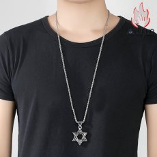 画像8: Antique Jewelry ヘキサグラムペンダントの新しい男性用ネックレス チタンスチール製 ヴィンテージセーターチェーン付きの贈り物 (8)