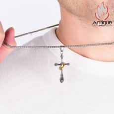 画像7: Antique Jewelry メンズ用指輪十字チタンスチールペンダントネックレス ロングタイプレトロな個性的な装飾品 (7)