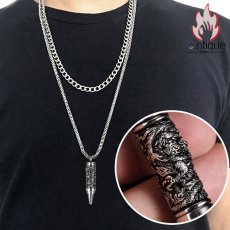 画像10: Antique Jewelry 生肖ドラゴンタイプのメンズ用チタンスチール弾丸ペンダントネックレス 個性的な挂坠で男友達へのギフトに最適 (10)