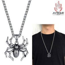 画像7: Antique Jewelry 刻印可能なメンズ用チタンスチールレトロ風スパイダーペンダントネックレス 長短両用で贈り物にも最適 (7)