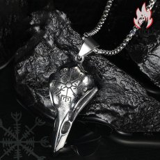 画像4: Antique Jewelry ヴァイキングのカラスと頭蓋骨ネックレス チタン鋼ペンダント ヒップホップ パーソナル ギフト レトロネックレス (4)