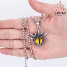 画像7: Antique Jewelry 悪魔の目メンズ&レディースネックレス、レトロな個性的なチタン鋼ペンダントのアクセサリー (7)