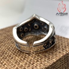 画像4: Antique Jewelry 新作 S925シルバー 六芒星リング ビンテージレトロ ユニセックスパーソナリティ 欧米のパンクスタイル オープンタイプ (4)