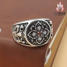 画像2: Antique Jewelry S925シルバー パーソナリティ スタイリッシュレトロ 十字架メンズリング (2)