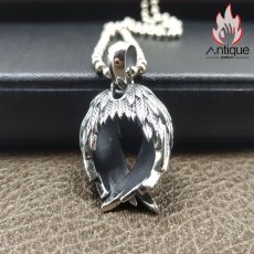 画像6: Antique Jewelry S925シルバー 少数派 天使と悪魔の羽根ネックレス ダークメンズ・レディース カップルペンダントアクセサリー (6)