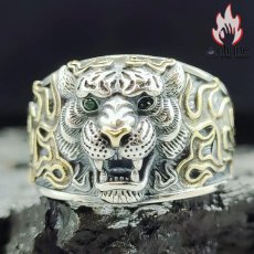 画像2: Antique Jewelry S925シルバー 欧米風新作 スタイリッシュタイガーリング メンズ個性的なアクセサリー (2)