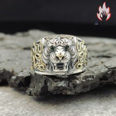 画像4: Antique Jewelry S925シルバー 欧米風新作 スタイリッシュタイガーリング メンズ個性的なアクセサリー (4)