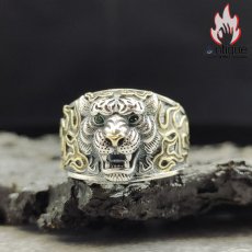 画像7: Antique Jewelry S925シルバー 欧米風新作 スタイリッシュタイガーリング メンズ個性的なアクセサリー (7)