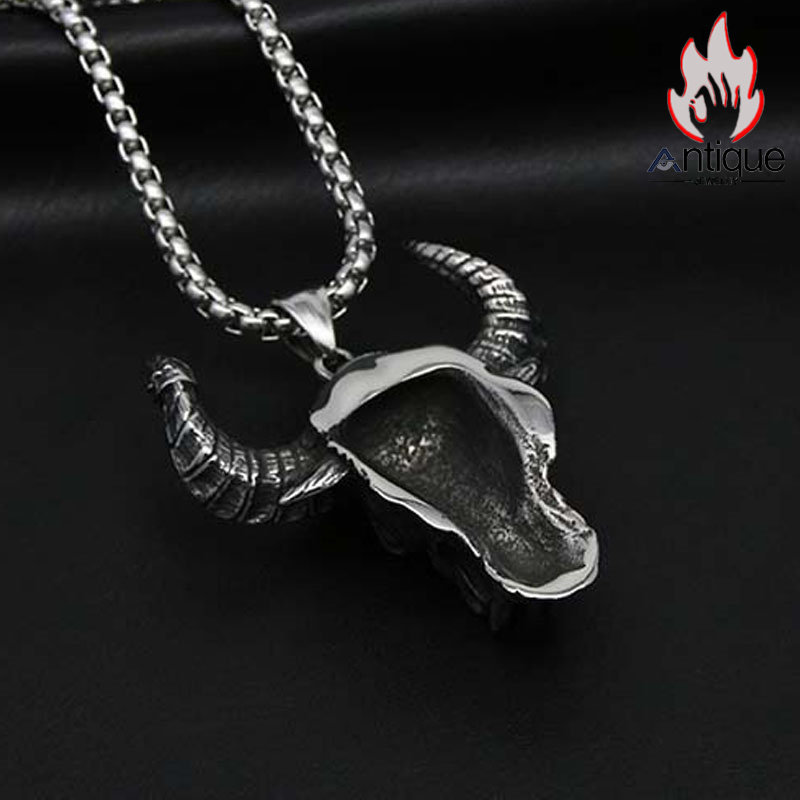 Antique Jewelry 悪魔 牛魔王 ペンダント 個性なネックレス ヒップホップ チタン鋼 ネックレス パンク ロングペンダント アクセサリー